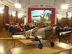Scale Spitfire aircraft model at Battle of Britain tribute concert. 15.9.15