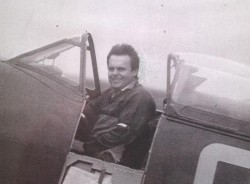 Mike sat in the Grace Spitfire. Cranfield 1986