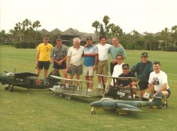 US Topgun competition Florida 1993. Mike kneeling behind his Sopwith Triplane, placed 18th out of 60 international pilots.